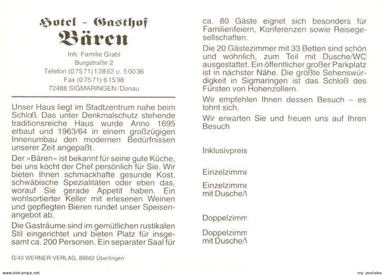 73885845 Sigmaringen Hotel Gasthof Baeren Gastraeume Fachwerkhaus Sigmaringen - Sigmaringen