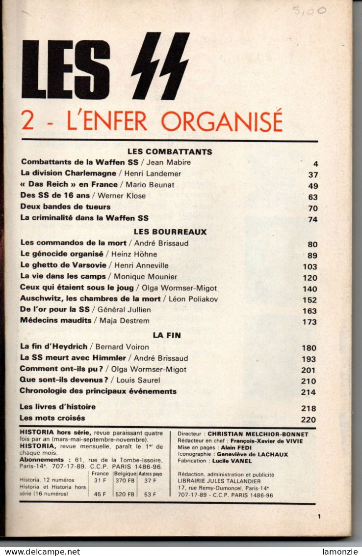 HISTORIA Hors Série N° 21   - Les SS .  "L'Enfer Organisé".   (6 Scans) - Francese