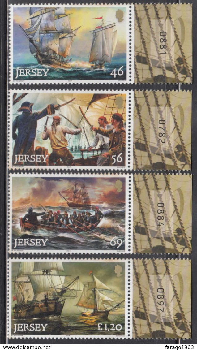 2014 Jersey Pirates Ships Sailing Complete Set Of 4 MNH @ BELOW FACE VALUE - Jersey