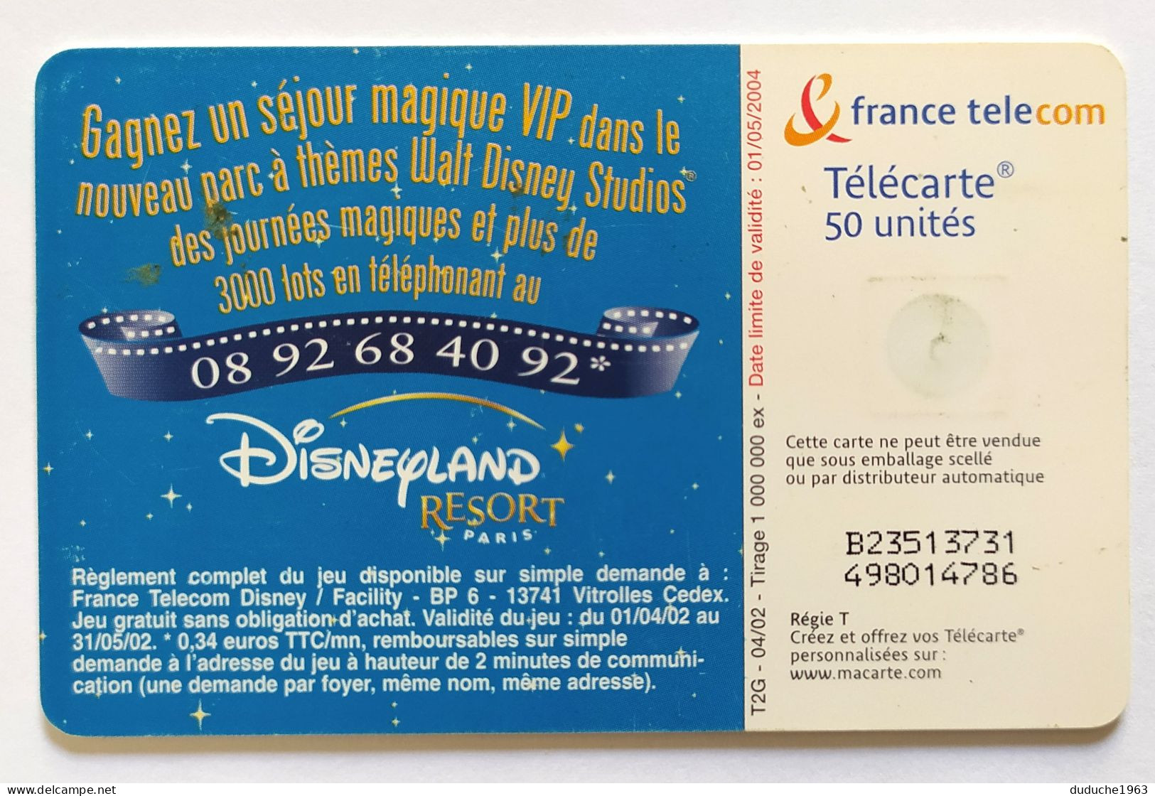 Télécarte France - Disney Studio - Non Classificati