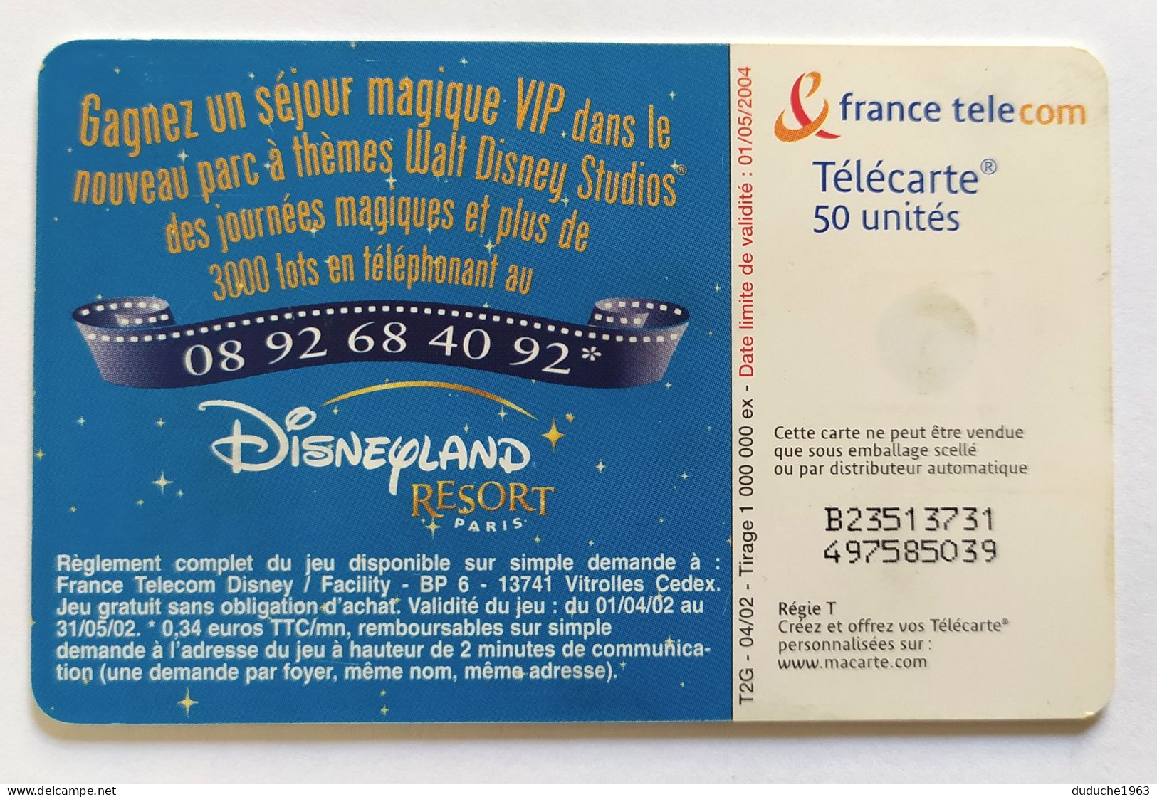 Télécarte France - Disney Studio - Non Classificati