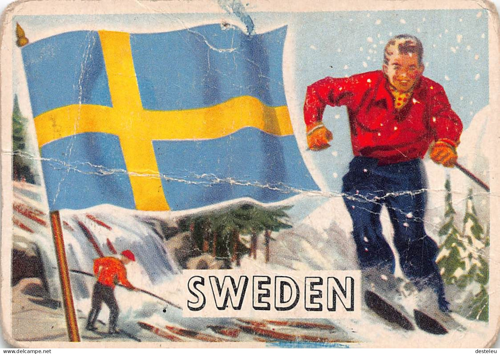Flags Of The World Chromo - Sweden - 6.5 X 9.5 Cm - Otros & Sin Clasificación
