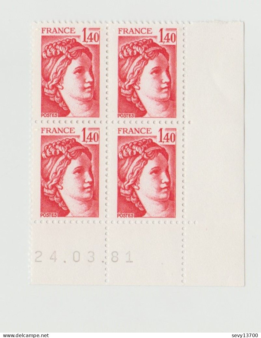 France Sabine De Gandon Yvert Tellier N° 2102 - Bloc De 4 Coin Daté - Neuf Sans Traces De Charnière - 1977-1981 Sabine (Gandon)