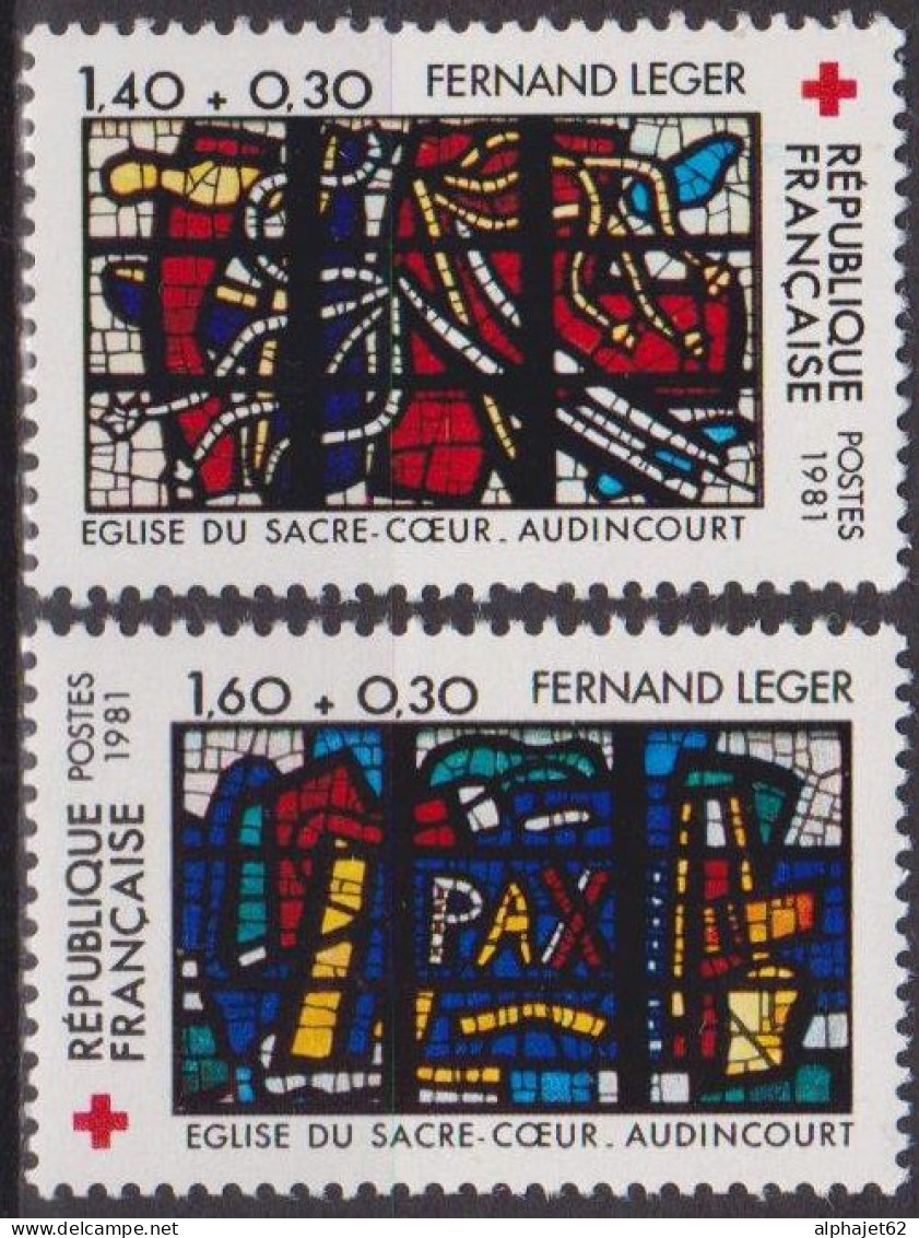 Vitraux De L'Eglise Du Sacré Coeur, Audincourt - FRANCE - Oeuvres De Fernand Léger - Croix Rouge, N° 2175-2176 ** - 1981 - Neufs