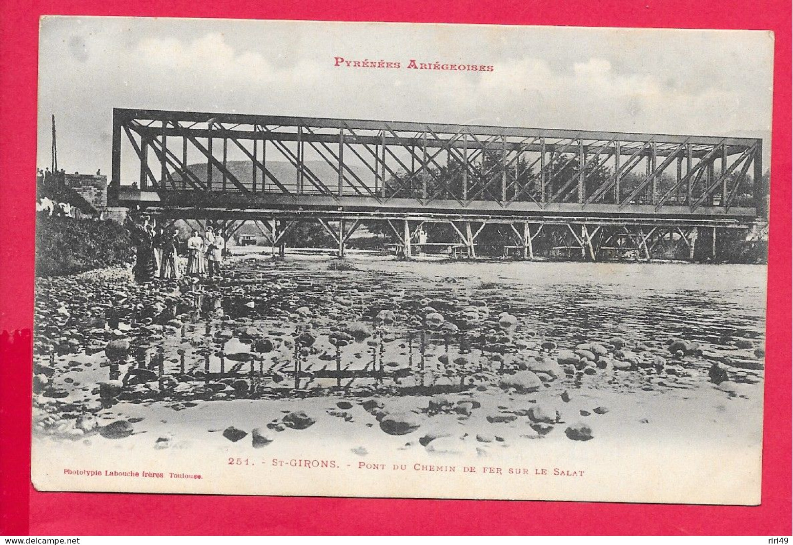 Cpa 09 ST-Girons, Saint-Girons, Pont Du Chemin De Fer SALAT Animation Dos Vierge, Simple 1900, Voir Scanne, Belle Carte - Saint Girons