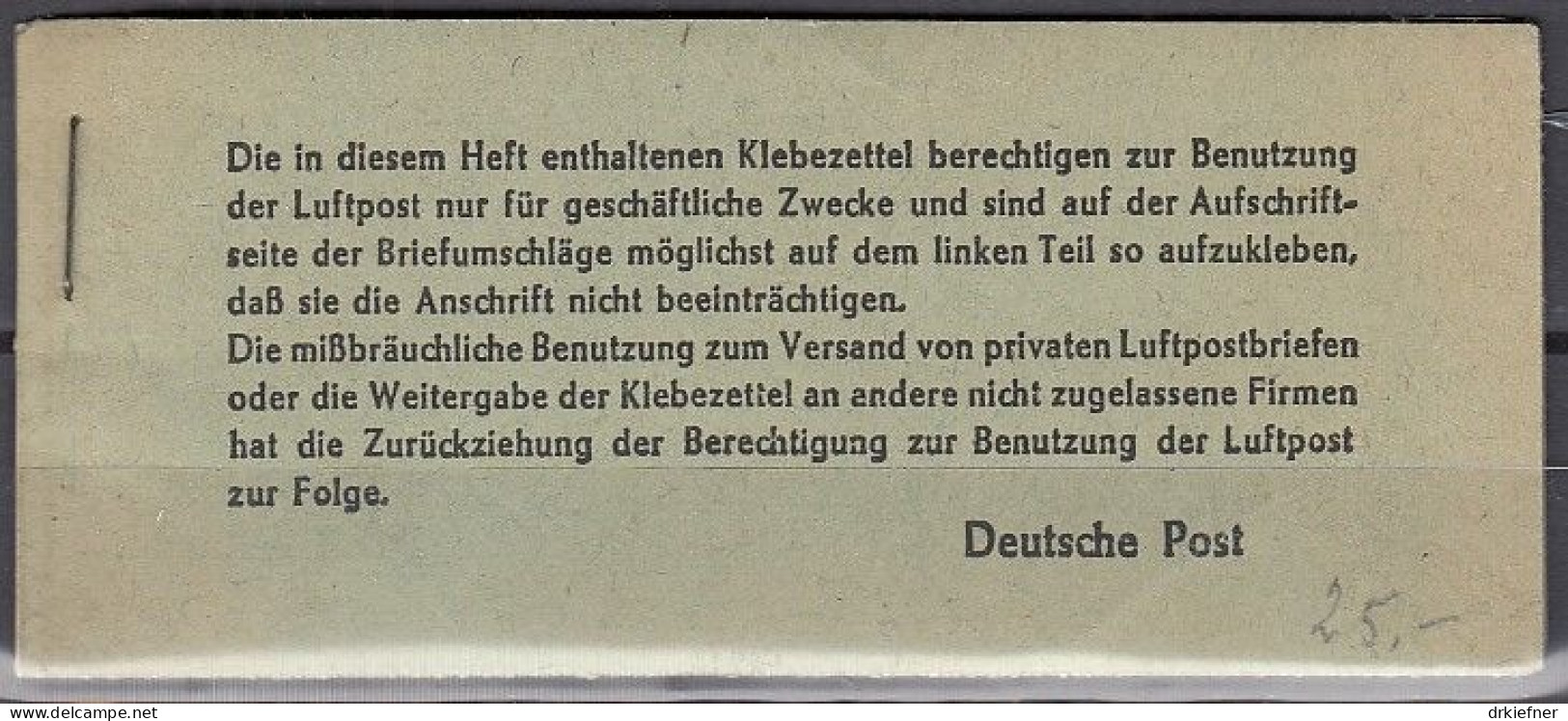 DDR  24 Luftpost-Zulassungsmarken, Klebezettel Im Heftchen - Mint