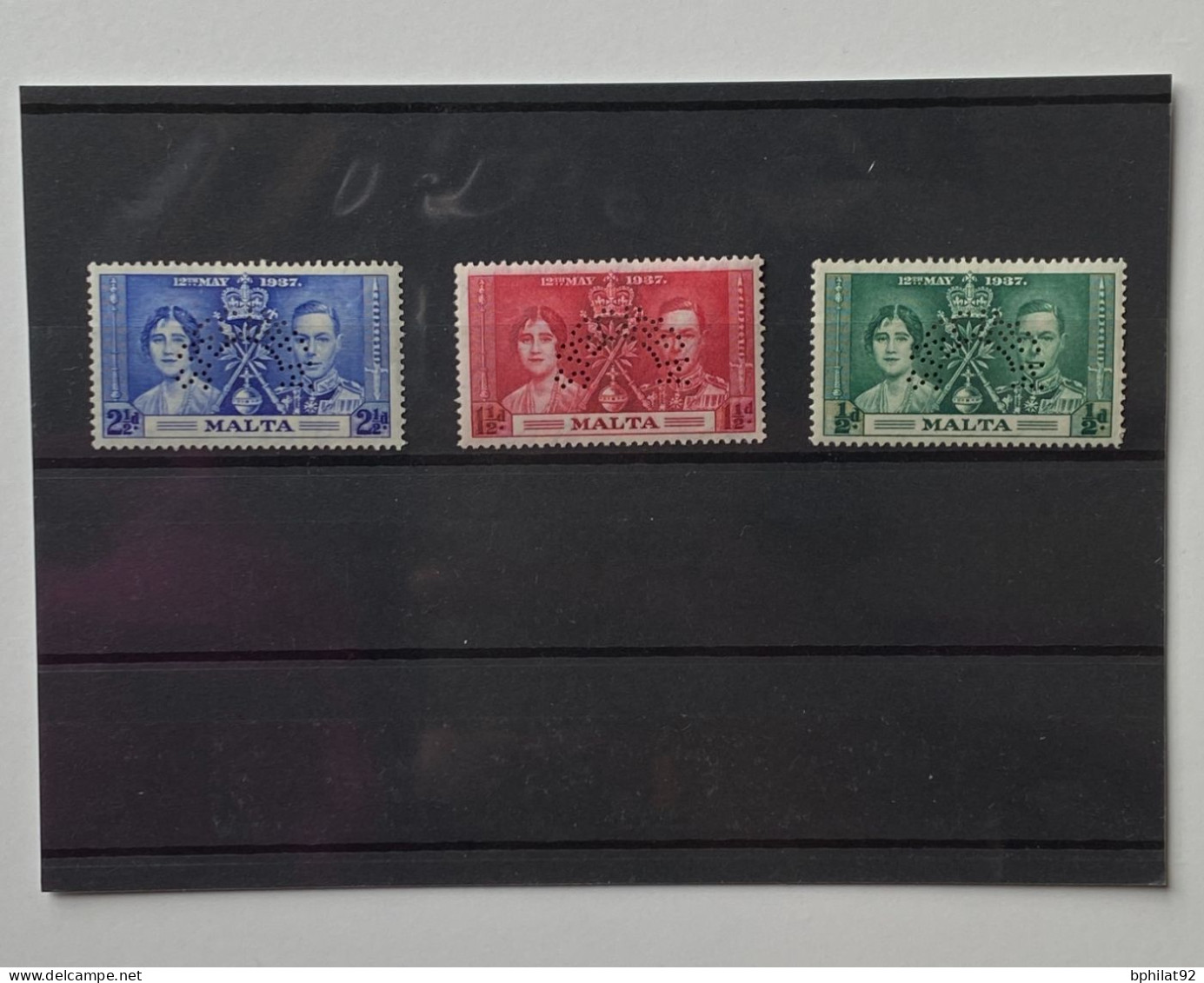 !!! MALTE, COURONNEMENT DE GEORGE IV 1937, SÉRIE PERFORÉE SPECIMEN, NEUFS ﹡ - Malta (...-1964)