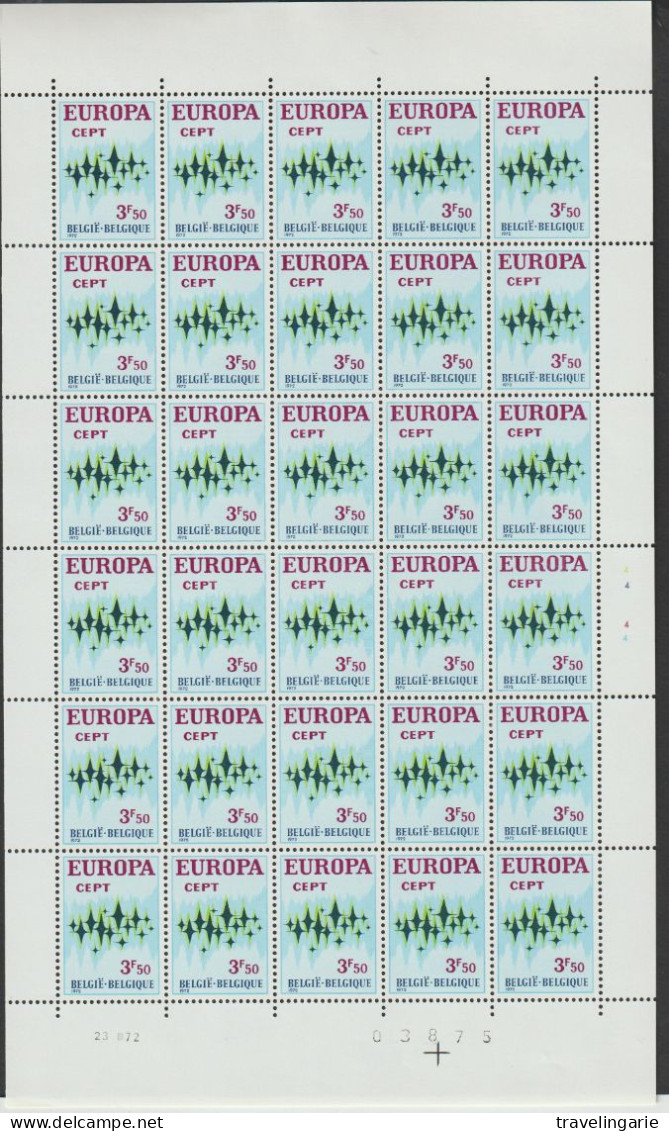 Belgium 1972 Europa-Cept Full Sheets Plate 4 And 2 MNH ** - 1971-1980