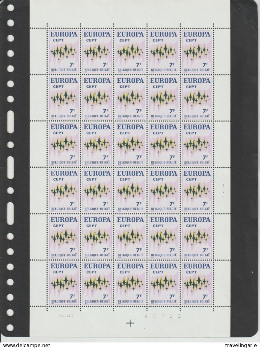 Belgium 1972 Europa-Cept Full Sheets Plate 4 And 2 MNH ** - 1971-1980