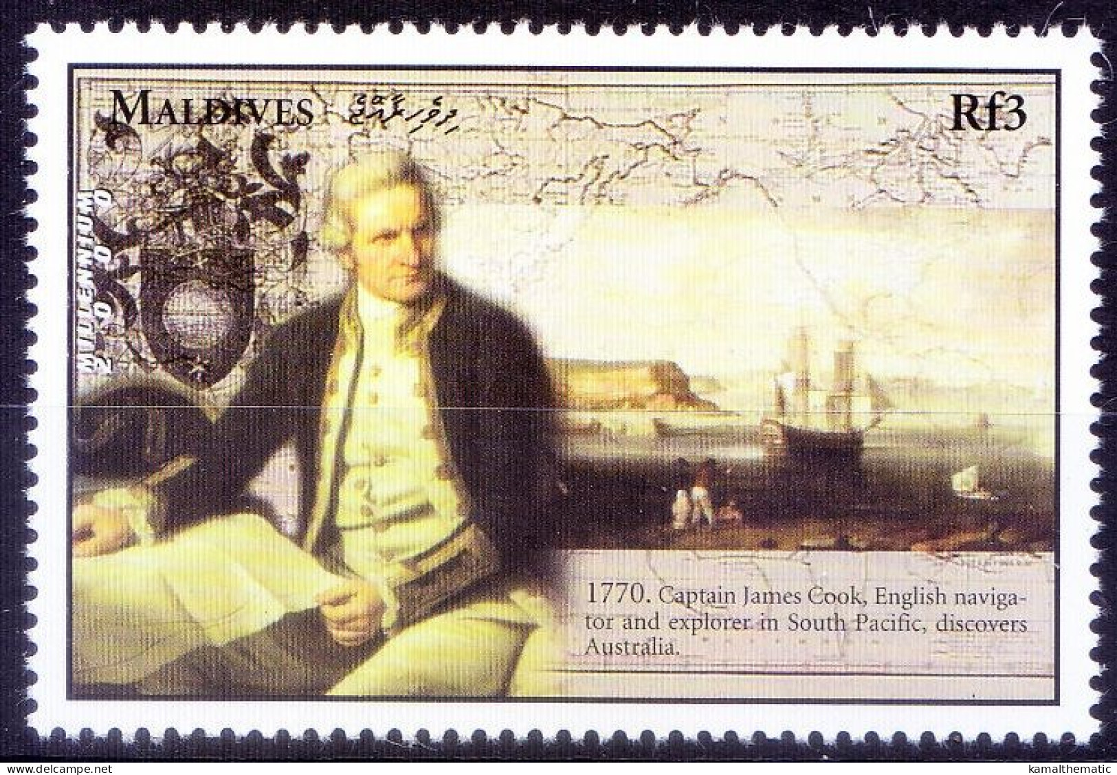 Maldives 2000 MNH, Millennium, Explorer Captain Cook Discovers Australia, History - Exploradores