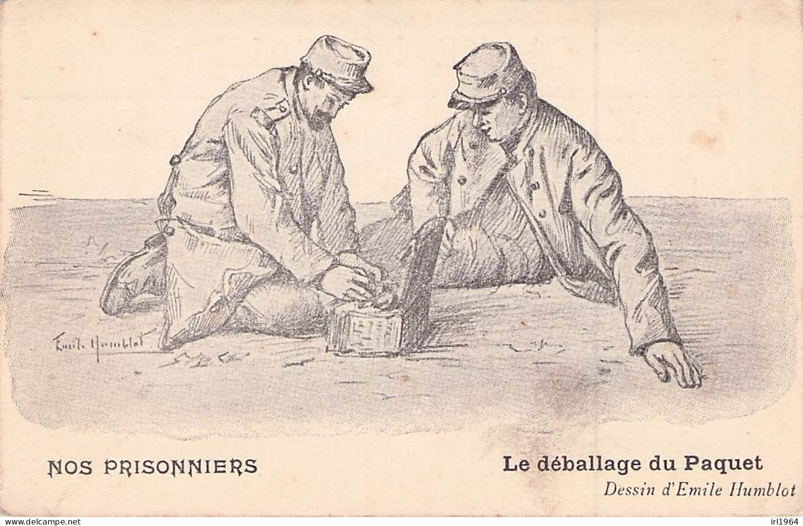 NOS PRISONNIERS LE DEBALLAGE DU PAQUET Illustrateur EMILE HUMBLOT - Guerra 1914-18