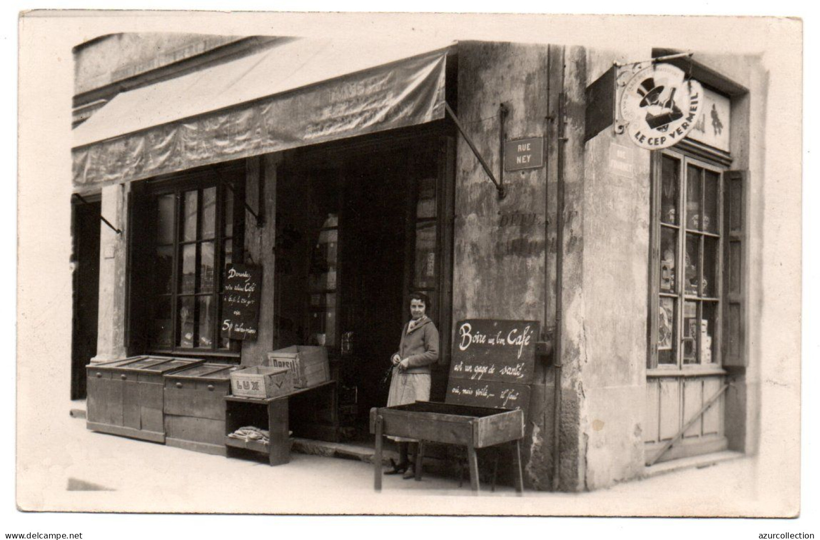 Devanture épicerie Le " Cep Vermeil ". Maison Berard Et Fils. Rue Ney. Carte Photo Animée Non Située - Bouffémont