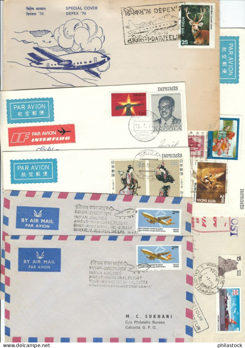 Lot De 77 Documents Poste Aérienne Et Marine Tous Pays - Aerei