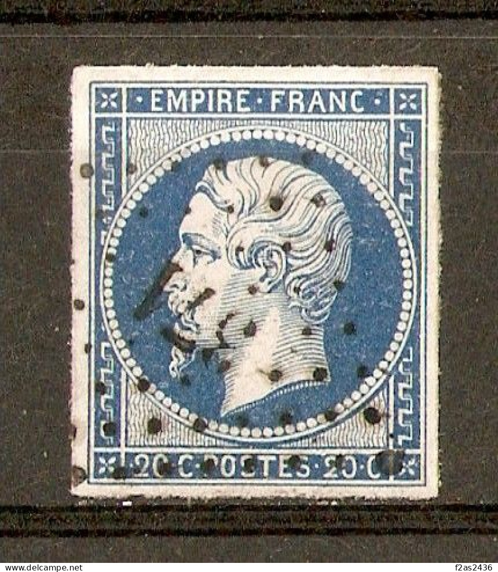 1854 - Napoléon 20c. Bleu Foncé YT 14Aa (type I) PC371 Berlaimont (57) - 1853-1860 Napoleon III