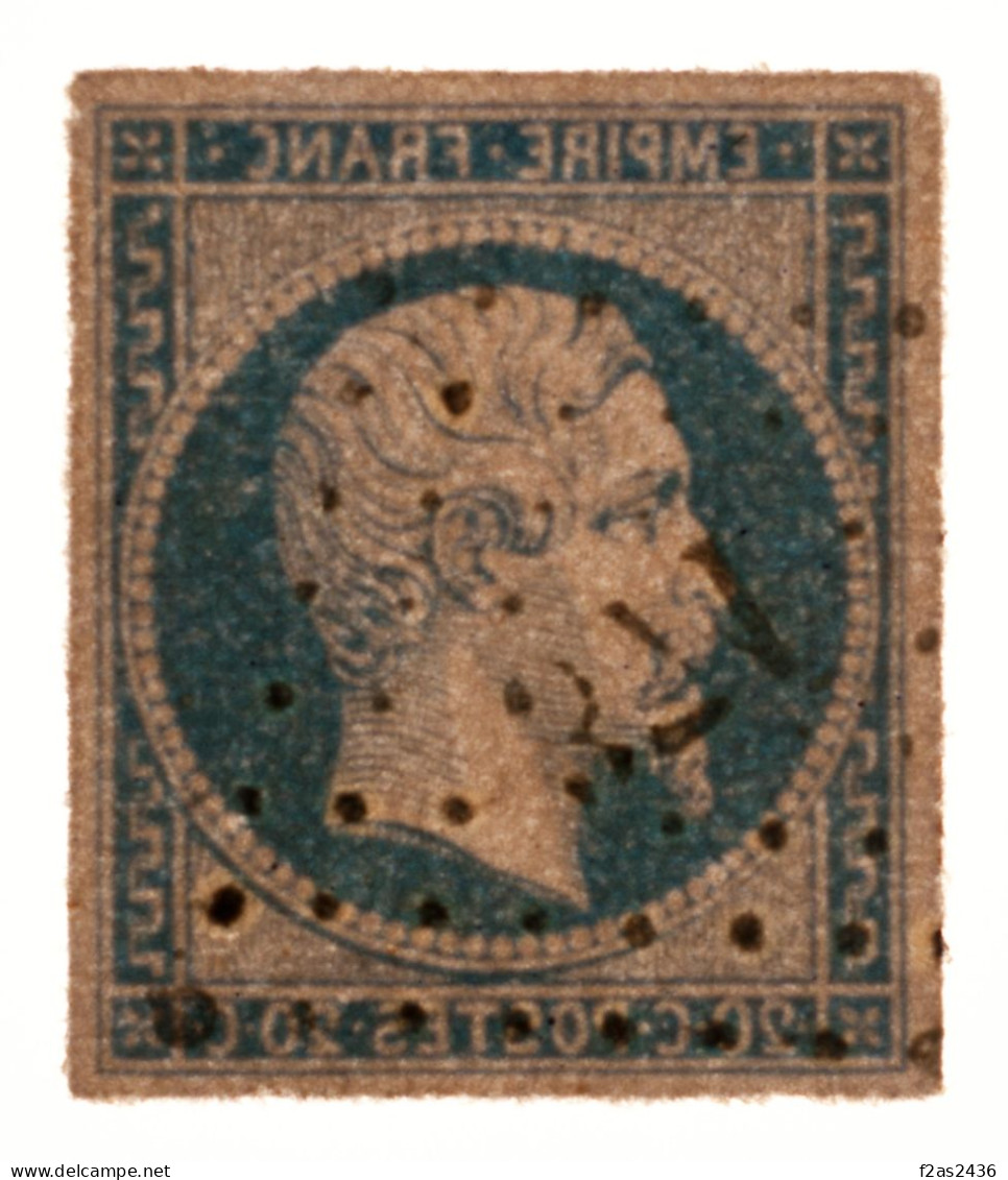 1854 - Napoléon 20c. Bleu Foncé YT 14Aa (type I) PC371 Berlaimont (57) - 1853-1860 Napoleon III