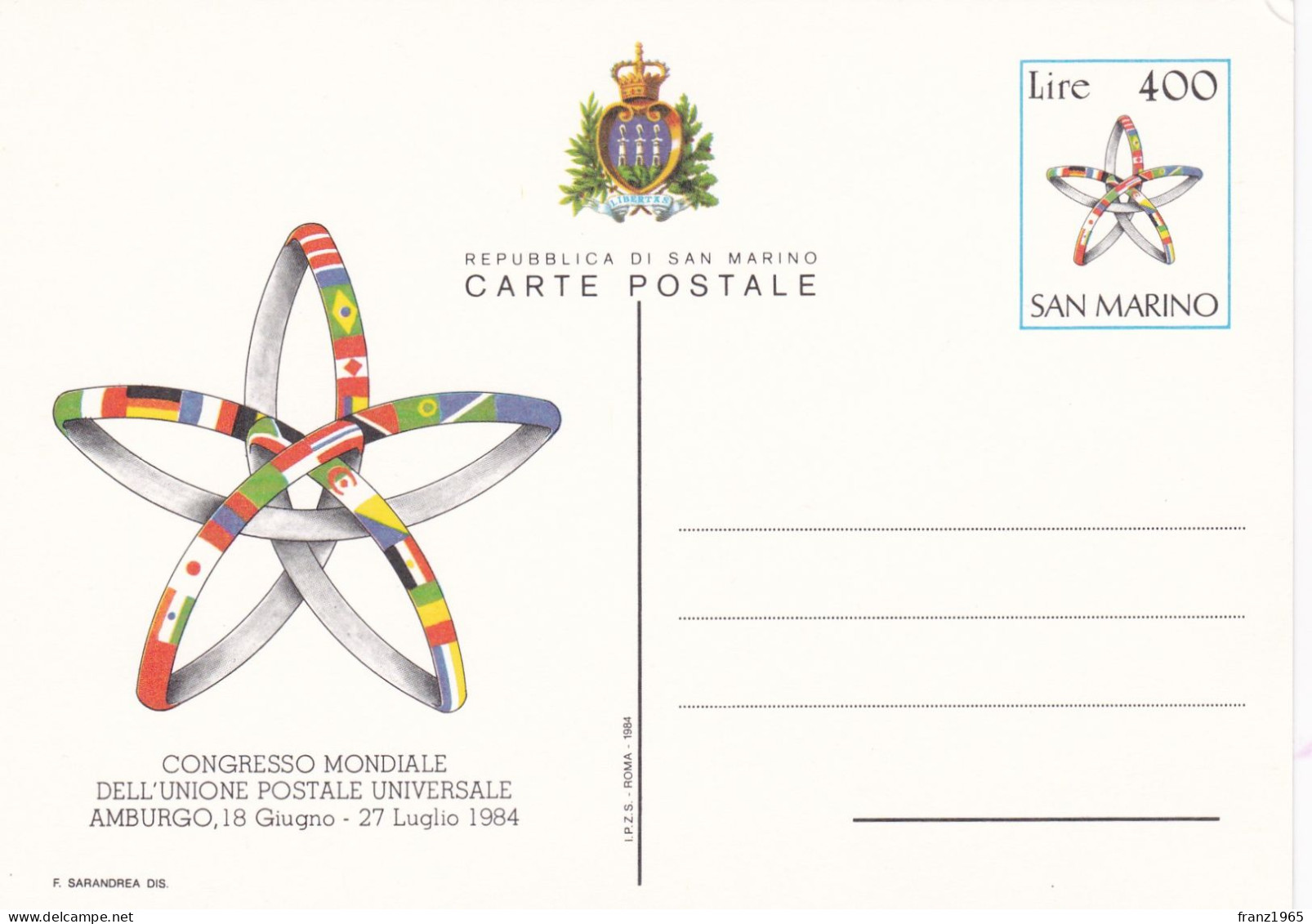 Congresso Mondiale UPU Amburgo - 1984 - Postal Stationery