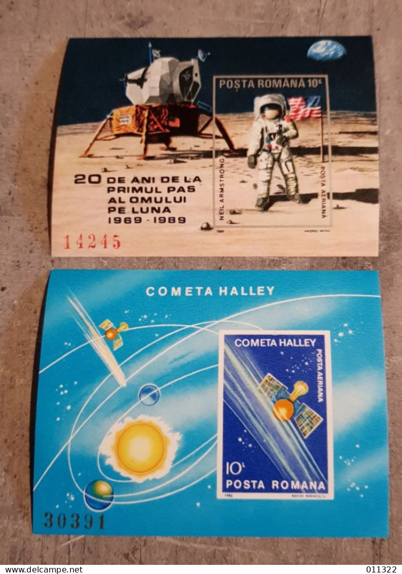 ROMANIA NEIL ARMSTRONG &COMET HALLEY SPACE 2 BLOCKS IMPERFORED MNH - Sonstige & Ohne Zuordnung
