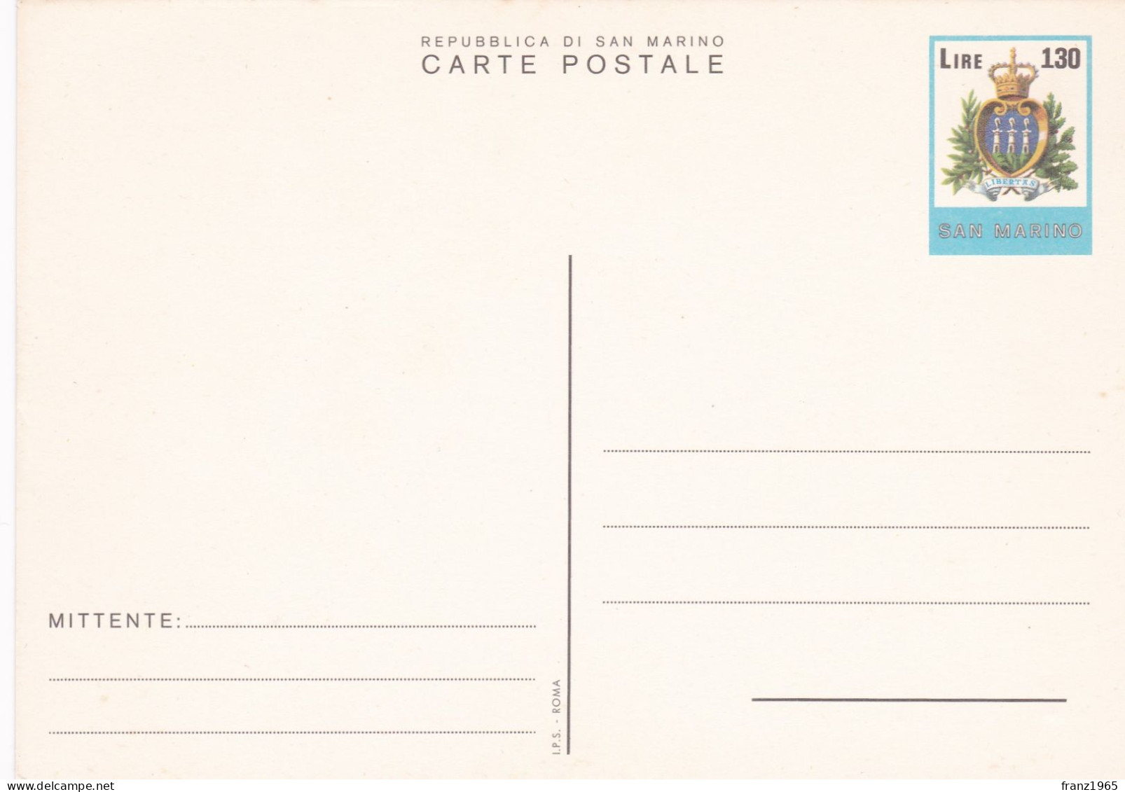 Lire 130 - Postal Stationery