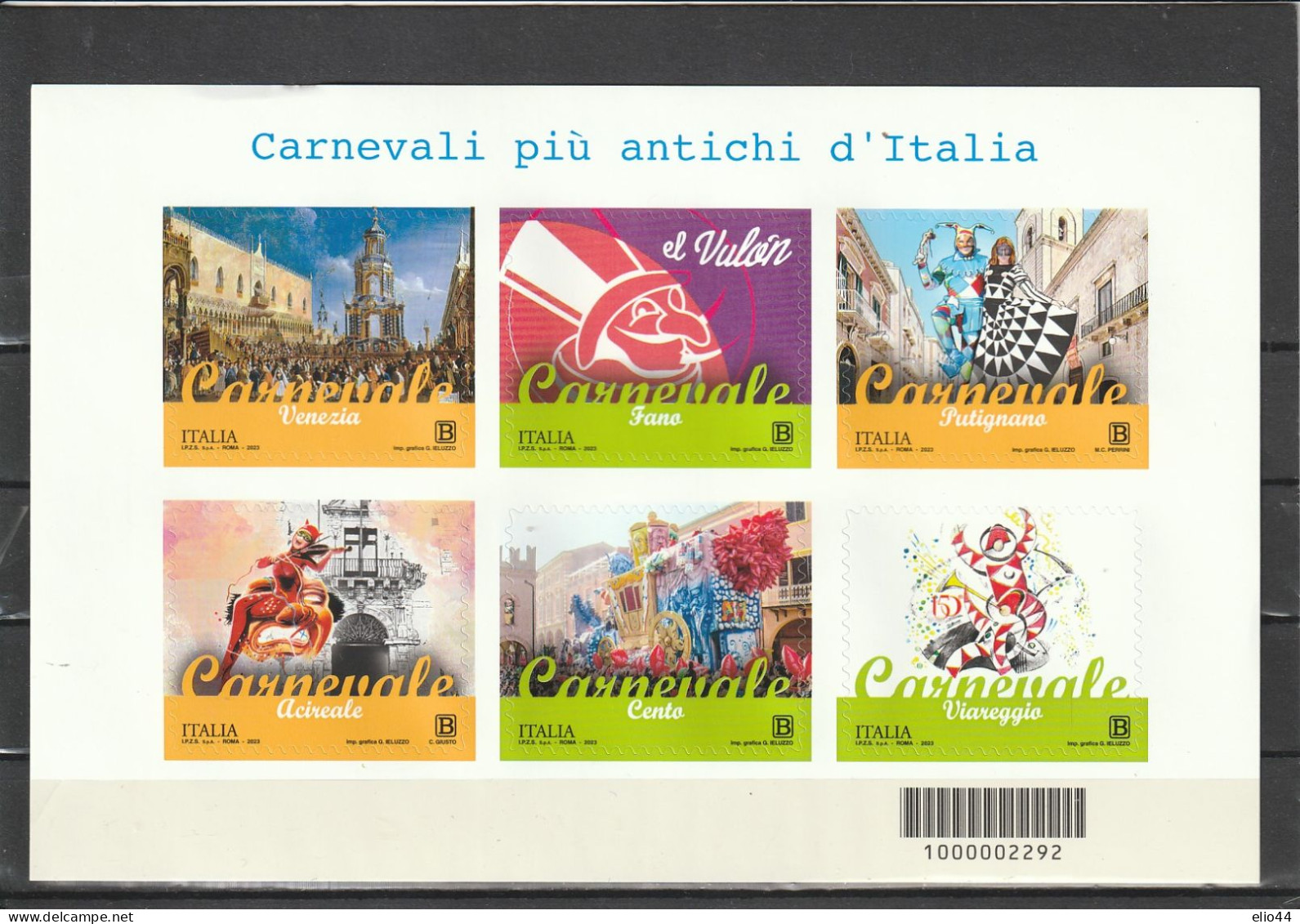 Francobolli - Italia 2023 - Carnevali Più Antichi D'Italia  - - Blocks & Kleinbögen