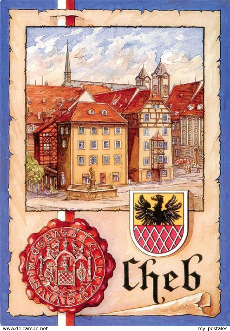 73885356 Cheb Eger Marktplatz Illustration  - Czech Republic