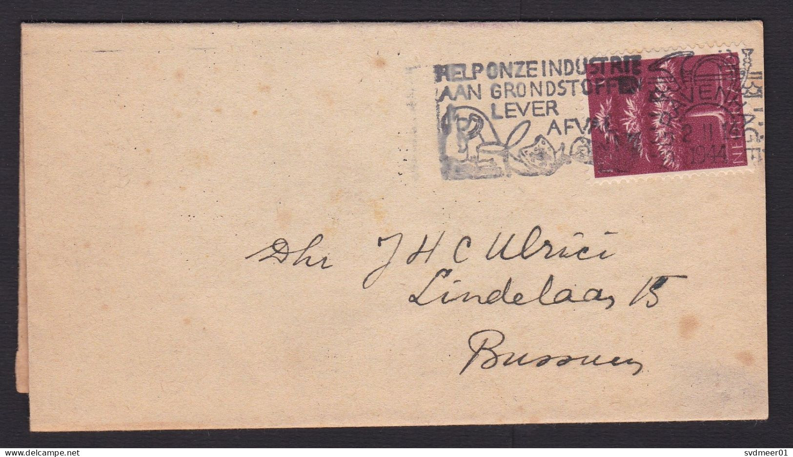 Netherlands: Cover, 1944, 1 Stamp, Tree, Cancel Help Industry With Raw Materials Hand In Waste, War (minor Discolouring) - Briefe U. Dokumente