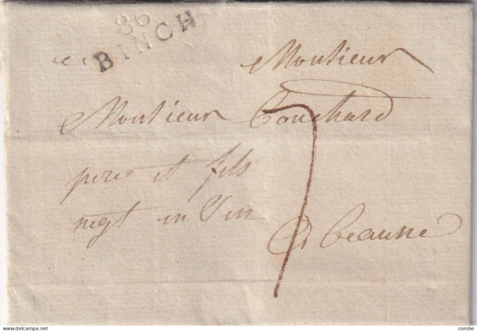 LETTRE.  26 JUIL 1804. JEMAPPES. 86/BINCH. DE FONTAINE LEVEQUE. SIGNEE LEJEUNE. POUR BEAUNE. TAXE 7 - 1792-1815 : Departamentos Conquistados