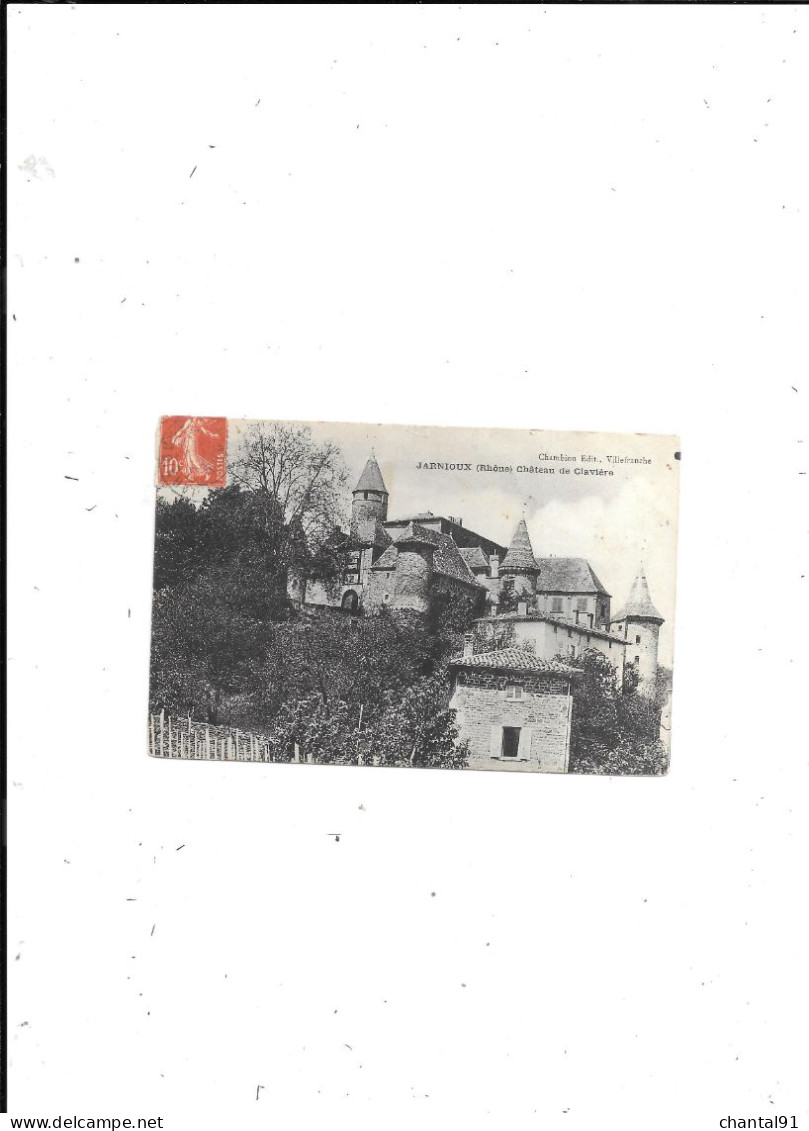 CARTE POSTALE 69 JARNIOUX CHATEAU DE CLAVIERE VOYAGEE - Other & Unclassified