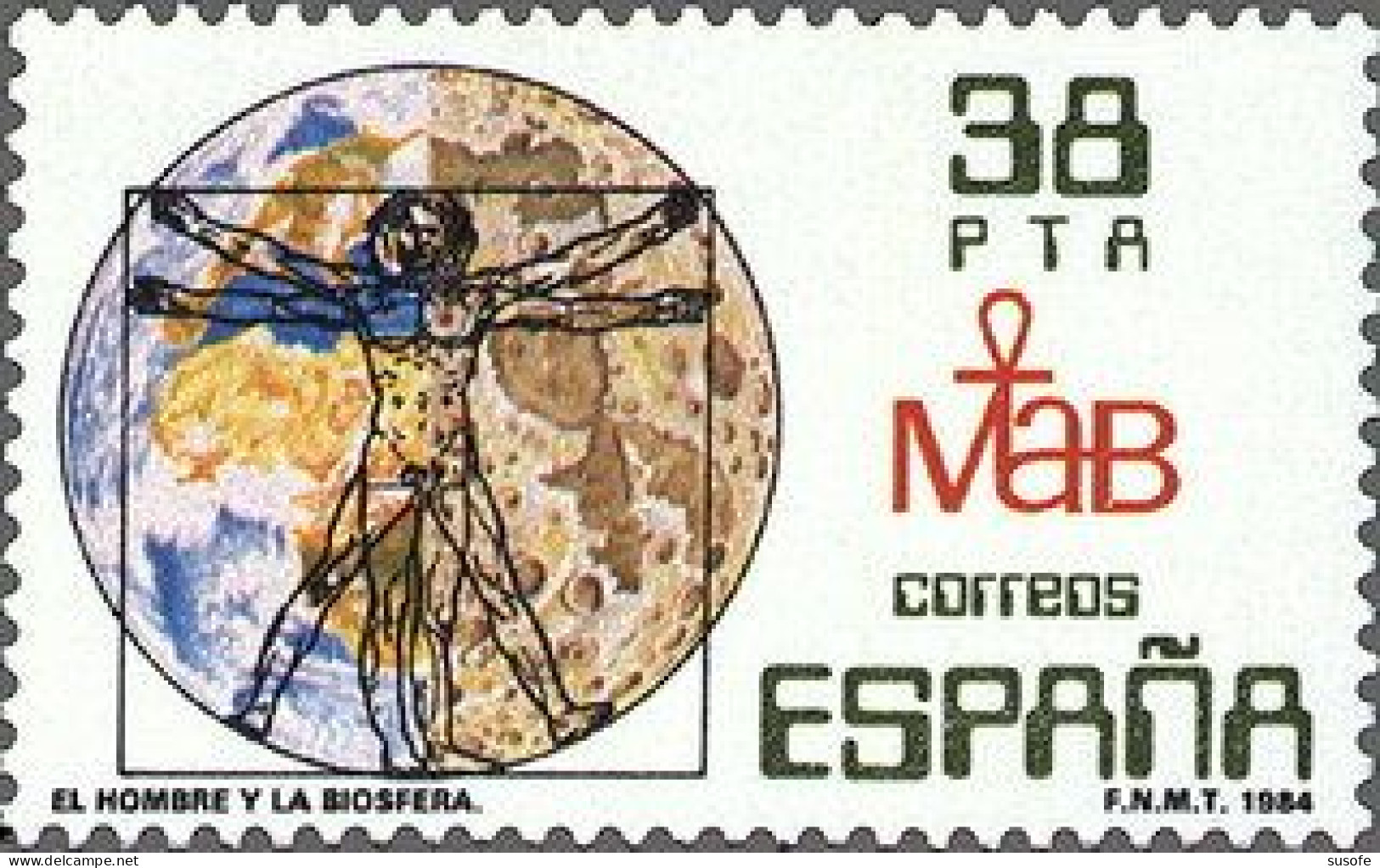 España 1984 Edifil 2748 Sello ** El Hombre Y La Biosfera Proporciones Cuerpo Humano De Leonardo Da Vinci Michel 2625 - Nuovi