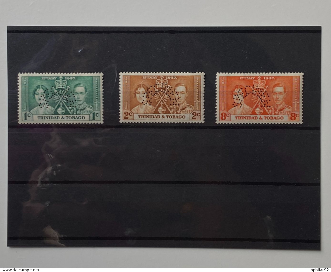 !!! TRINITÉ ET TOBAGO, COURONNEMENT DE GEORGE IV 1937, SÉRIE PERFORÉE SPECIMEN, NEUFS ﹡ - Trindad & Tobago (...-1961)