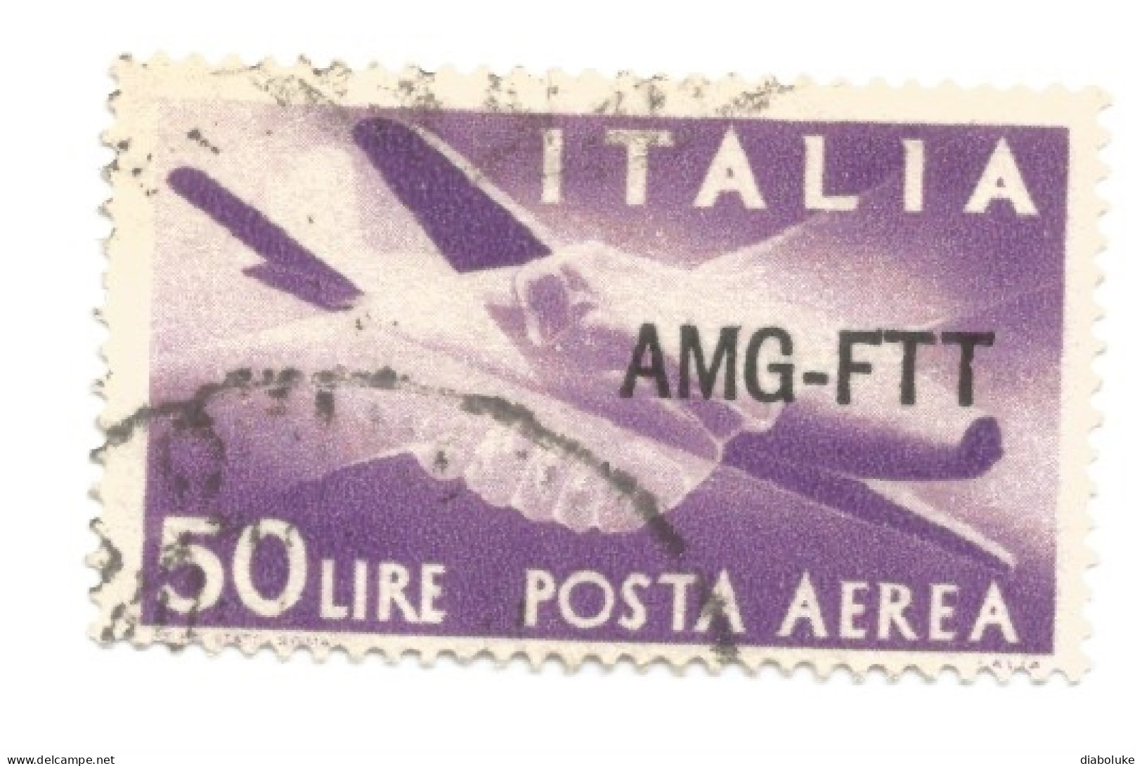 (COLONIE E POSSEDIMENTI) 1954, TRIESTE, AMG-FTT, POSTA AEREA, DEMOCRATICA, 50L - 1 Francobollo Usato - Luftpost