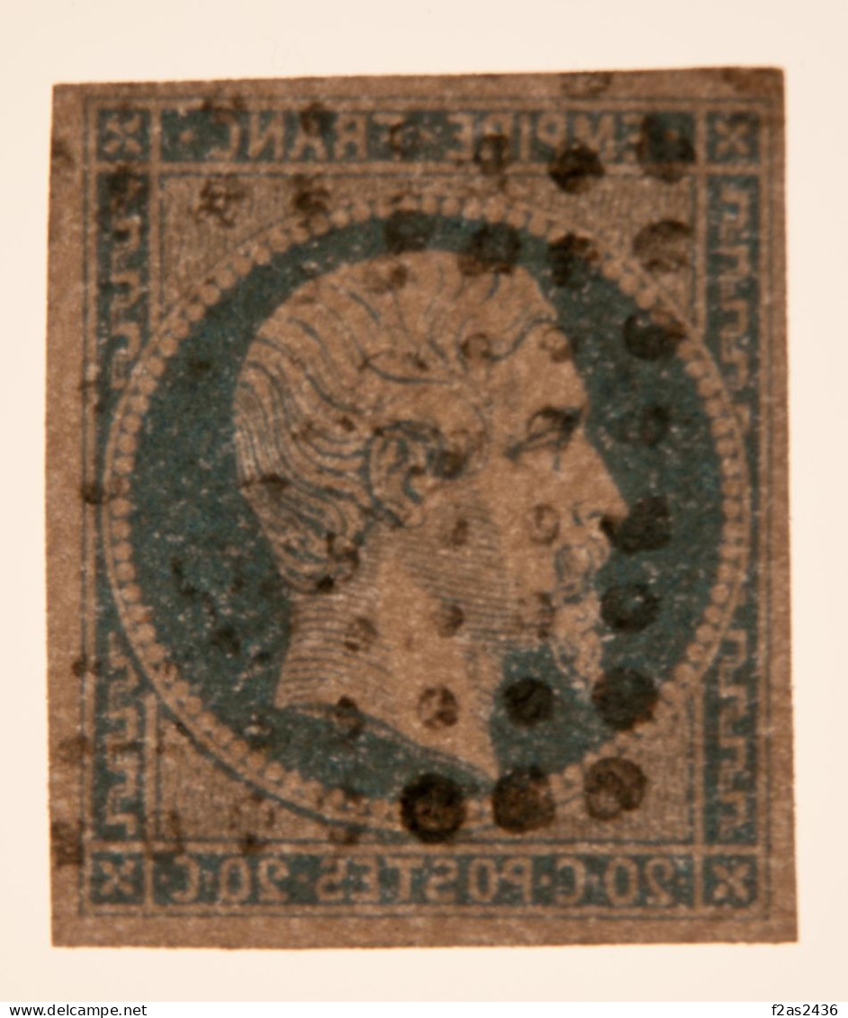 1854 - Napoléon 20c. Bleu Laiteux Foncé - PC2338 ? - YT 14Af (type I) - 1853-1860 Napoléon III.