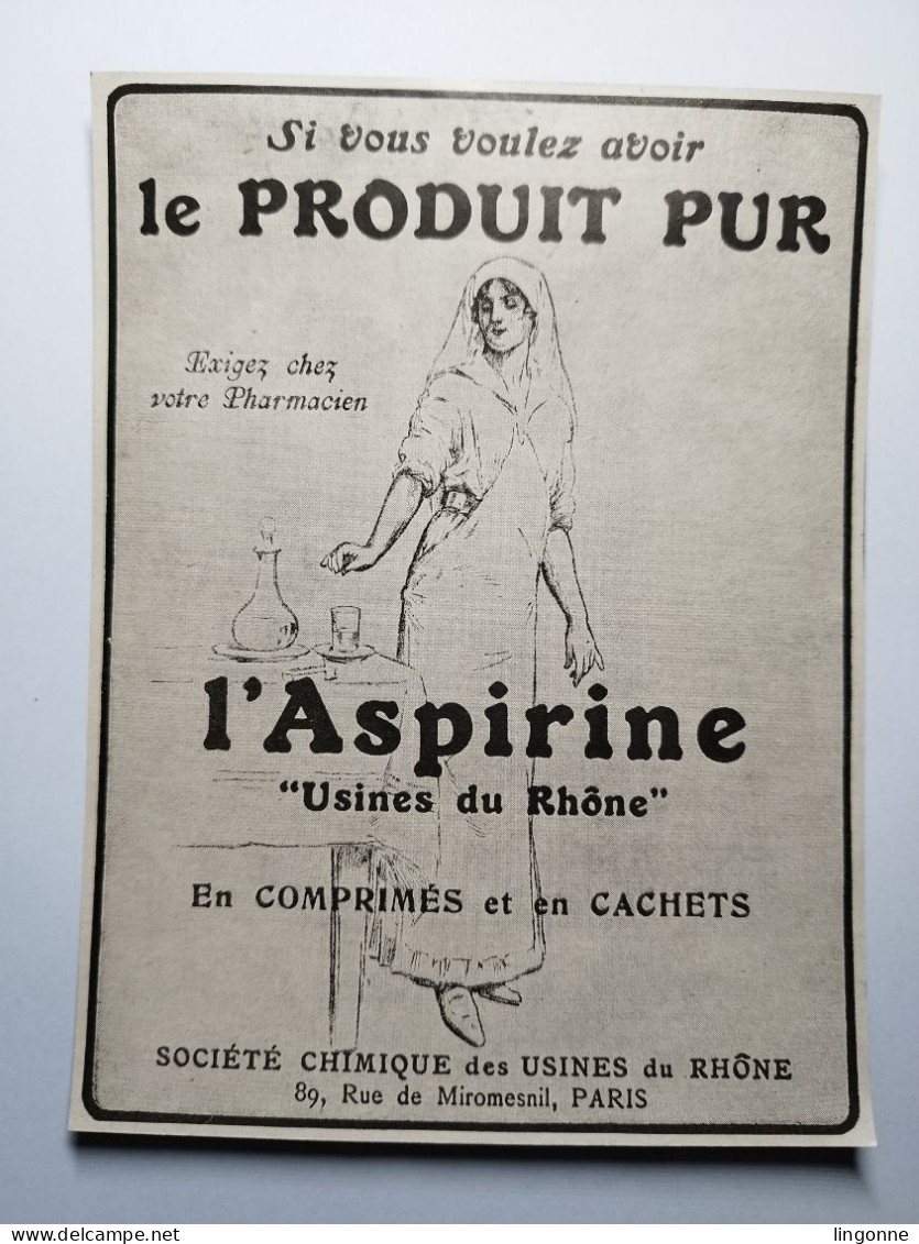 Cartonnage Publicitaire Exigez Chez Votre Pharmacien L'ASPIRINE "Usines Du Rhône" En Comprimés Et En Sachets - Publicidad