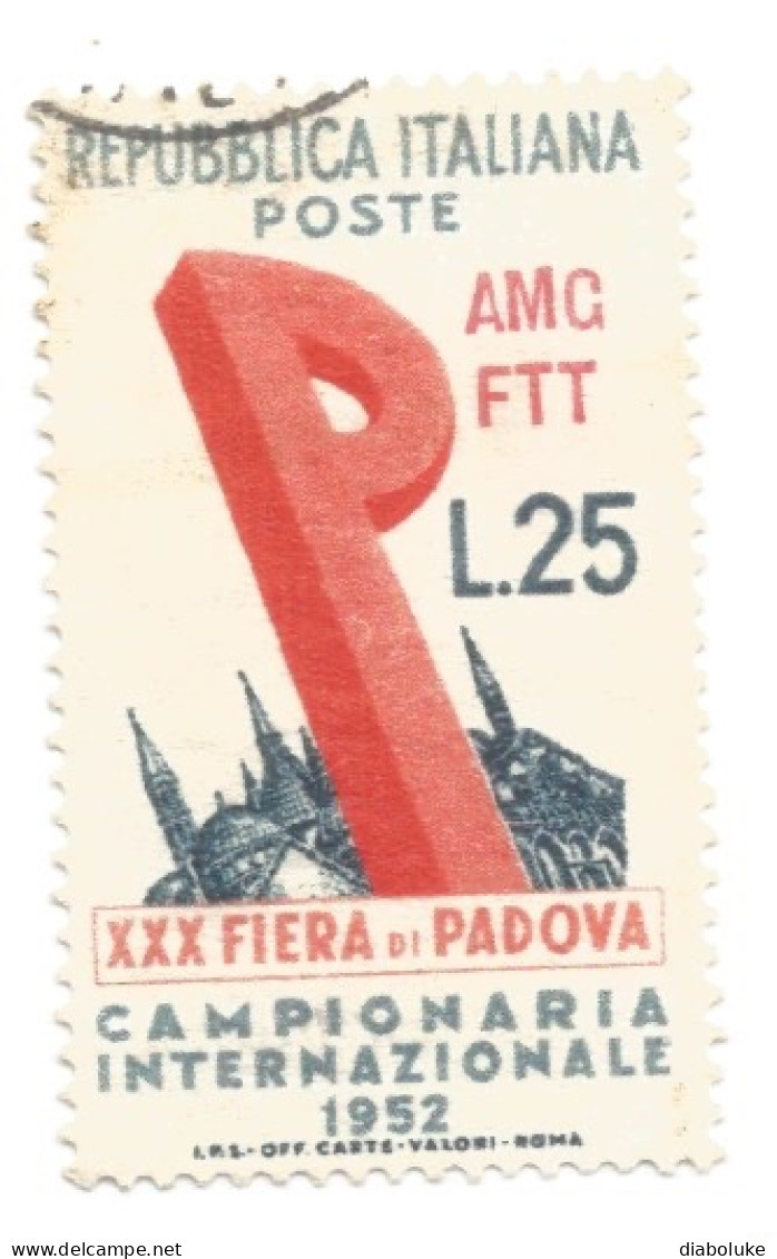 (COLONIE E POSSEDIMENTI) 1952, TRIESTE, AMG-FTT, FIERA DI PADOVA - 1 Francobollo Usato (CAT. SASSONE N.151) - Afgestempeld