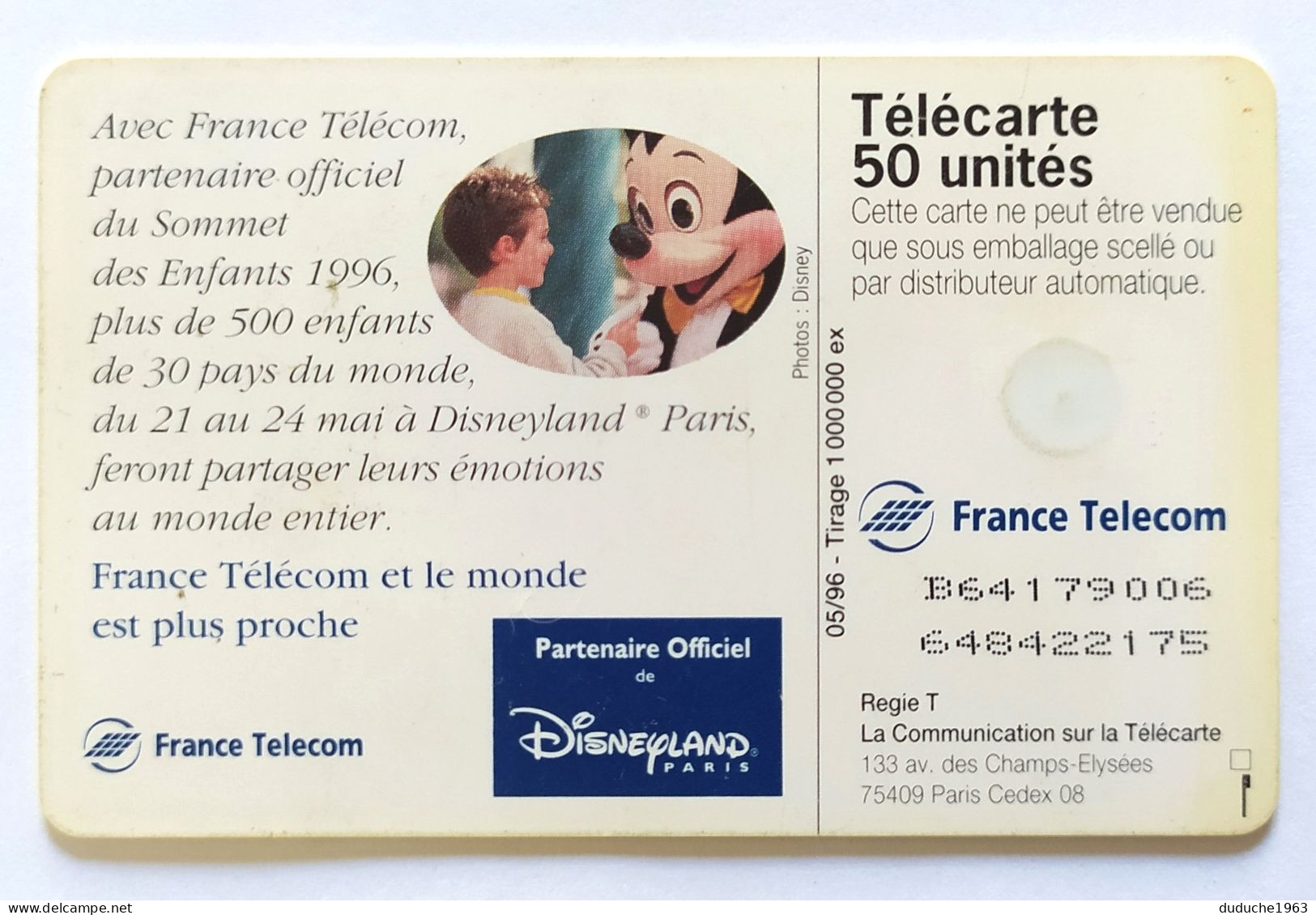 Télécarte France - Disneyland - Sommet Des Enfants - Unclassified