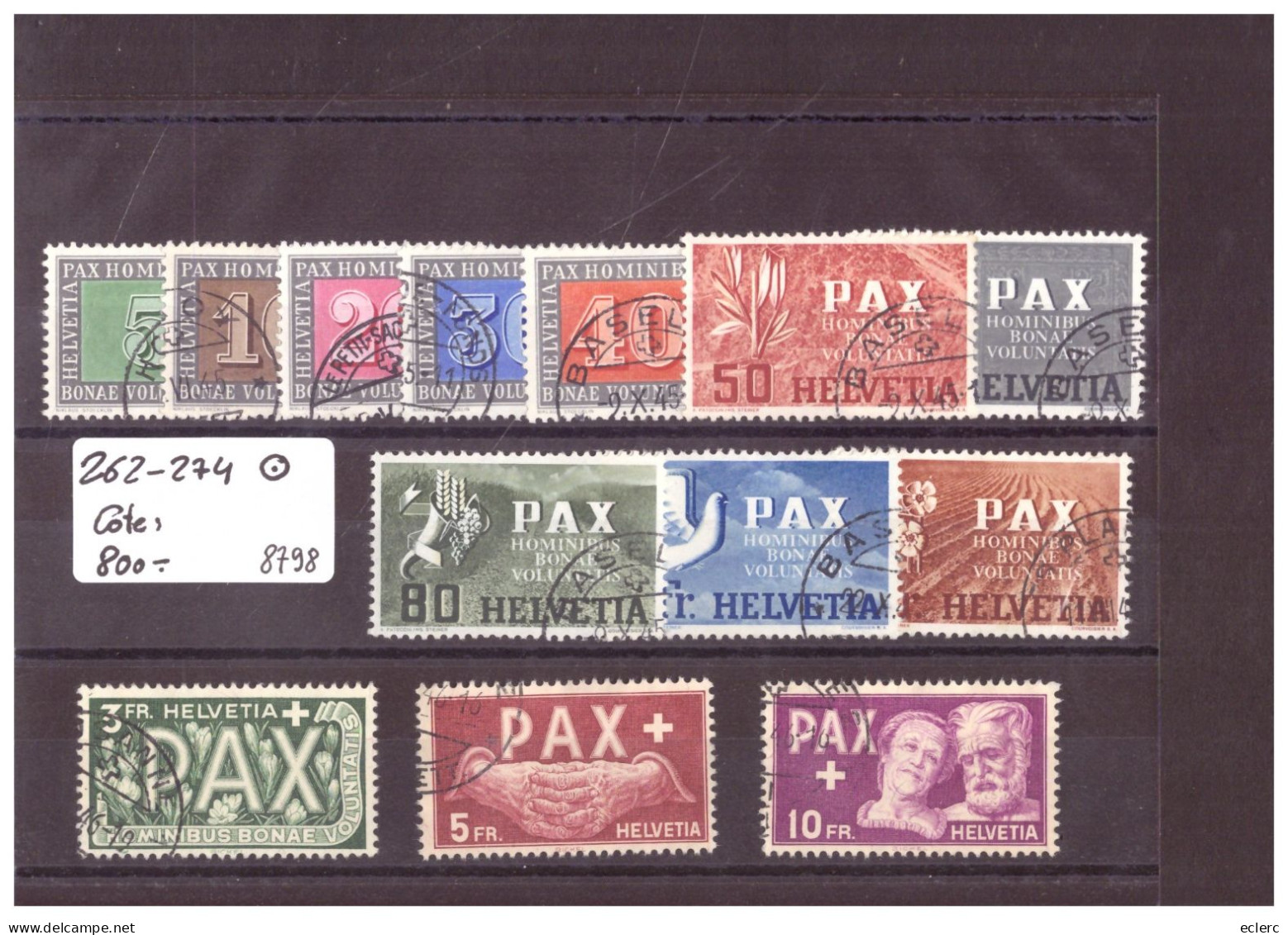 SERIE PAX 1945 - No 262-274 AVEC OBLITERATIONS PROPRES - COTE: 800.- - Gebruikt