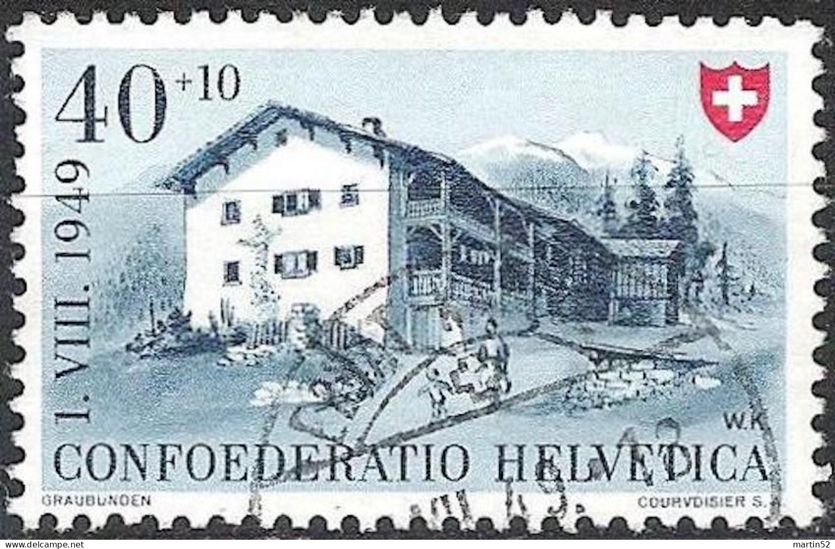 Schweiz Suisse Pro Patria 1949: GRAUBÜNDEN Zu WII 45 Mi 528 Yv 480 Mit Stempel EBNAT-KAPPEL  ?.VII.49 (Zu CHF 20.00) - Oblitérés