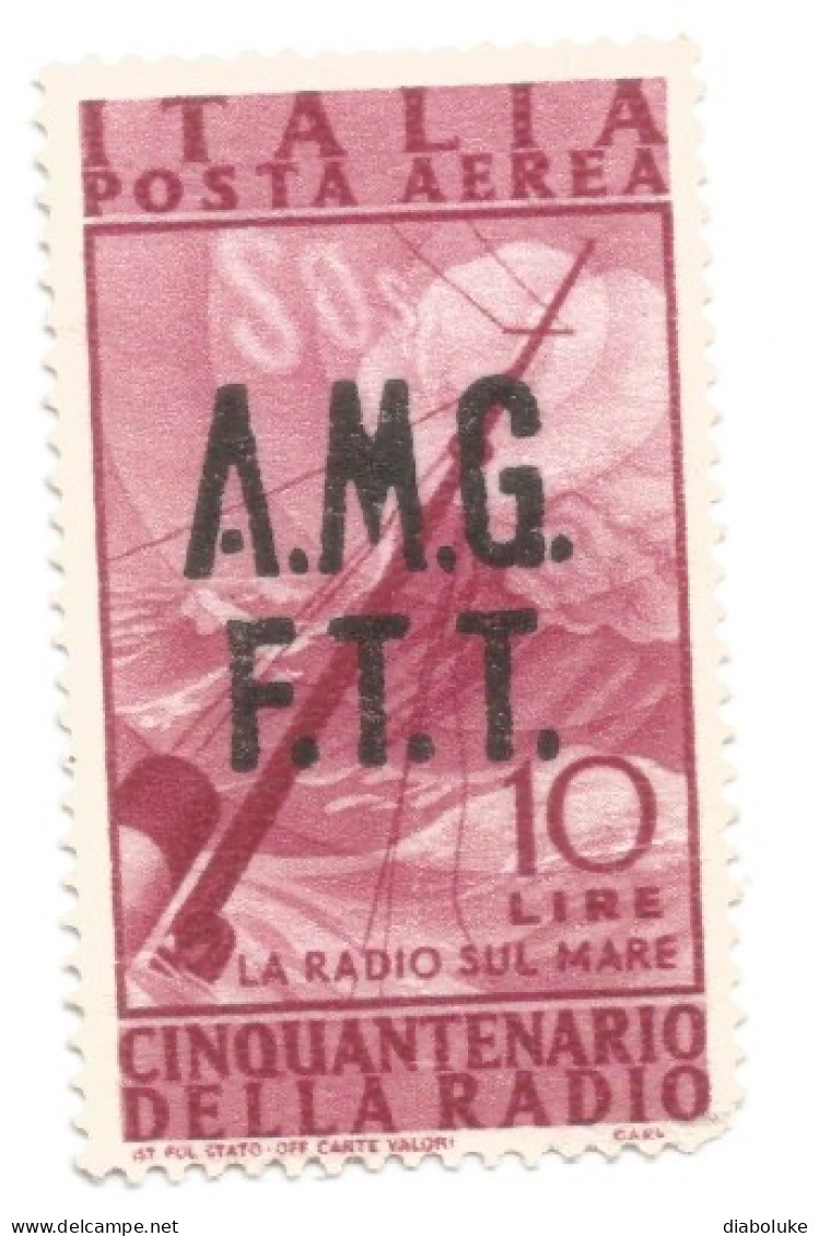 (COLONIE E POSSEDIMENTI) 1947, TRIESTE, AMG-FTT, POSTA AEREA, RADIO, 10L - 1 Francobollo Usato (CAT. SASSONE N.8) - Luchtpost