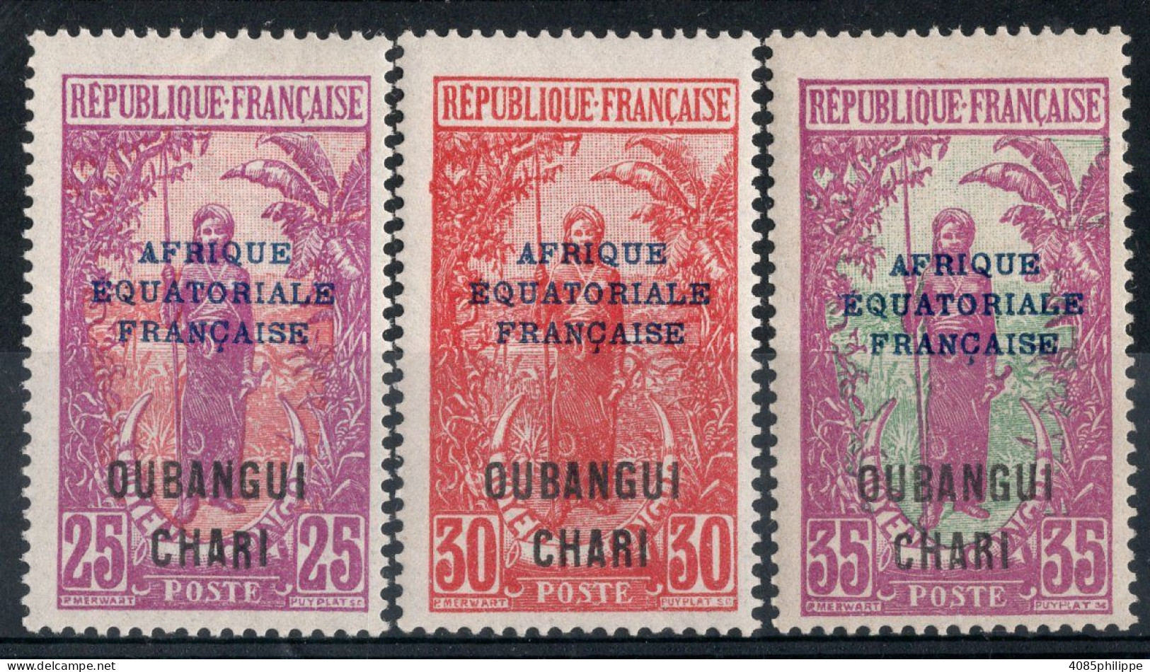 Oubangui Timbres Poste N°51* à 53* Neufs Charnières TB Cote : 3€00 - Nuevos