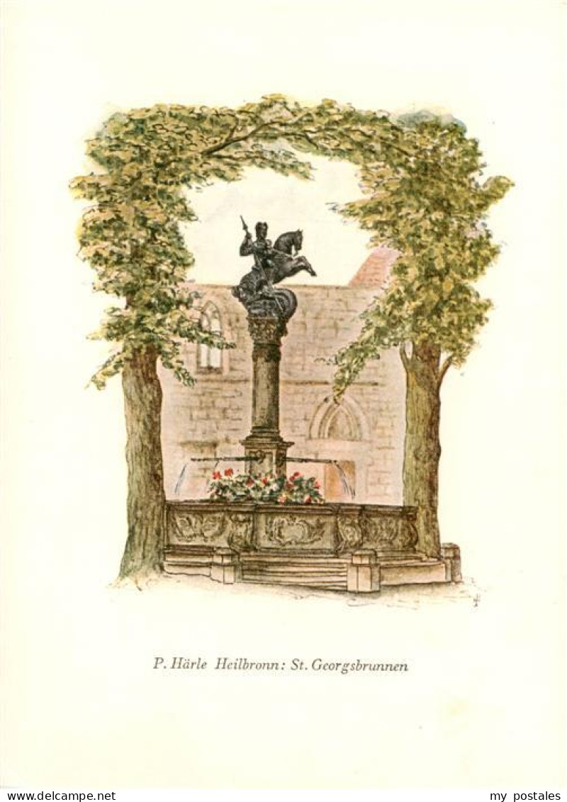 73885194 Heilbronn Neckar St Georgsbrunnen Illustration Heilbronn Neckar - Heilbronn