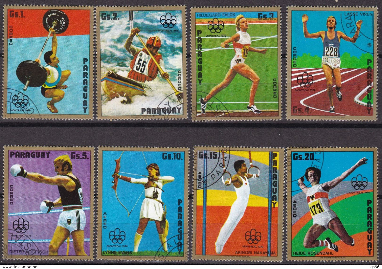 Paraguay, 1976, 2704/13 Used Oo ,  Olympische Sommerspiele, Montreal 1976 - Sportarten Und Medaillengewinner. , - Paraguay