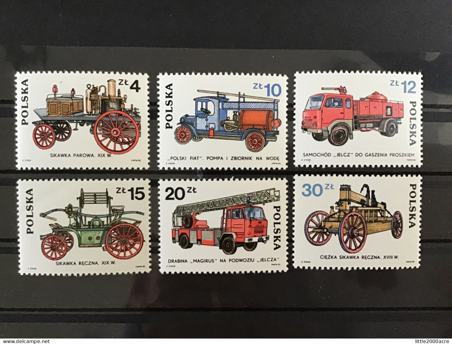 Poland 1985 Fire Engines MNH SG 2976-81 Mi 2961-6 Yv 2773-8 Sc 2664-9 - Ungebraucht