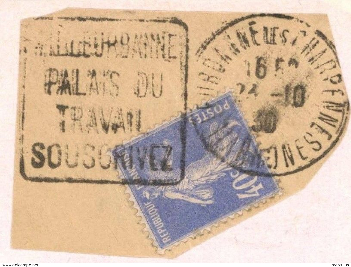 VILLEURBANNE LES CHARPENNES RHONE 1930 : Daguin : PALAIS DU TRAVAIL SOUSCRIVEZ  - Fragment - - Mechanical Postmarks (Advertisement)