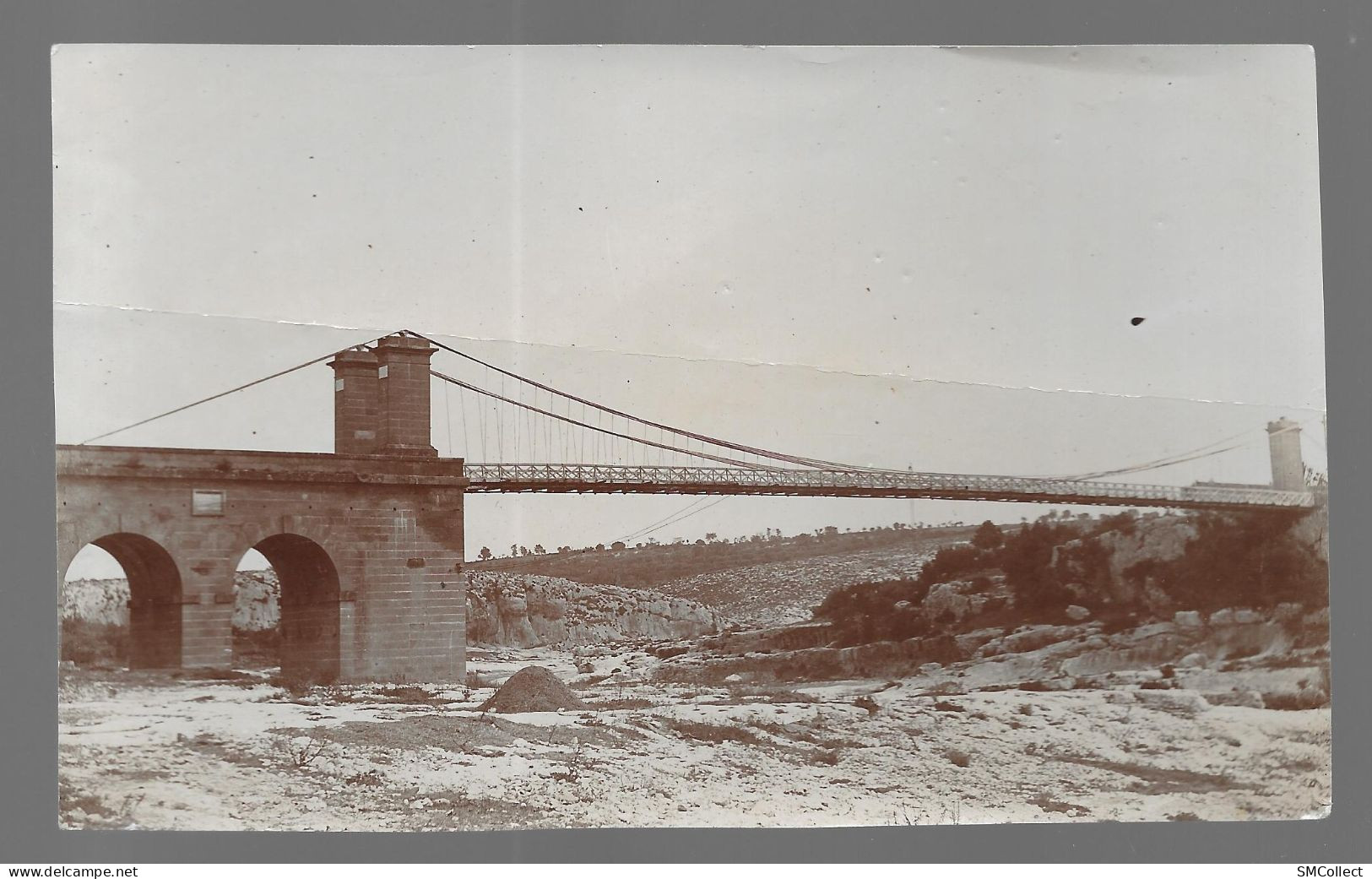 Collias, Pont Suspendu. Photographie 162 X 102 Mm Datée Août 1892 (AS) - Other & Unclassified