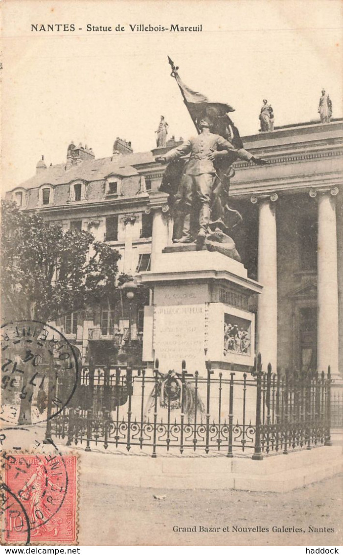 NANTES : STATUE DE VILLEBOIS MAREUIL - Nantes