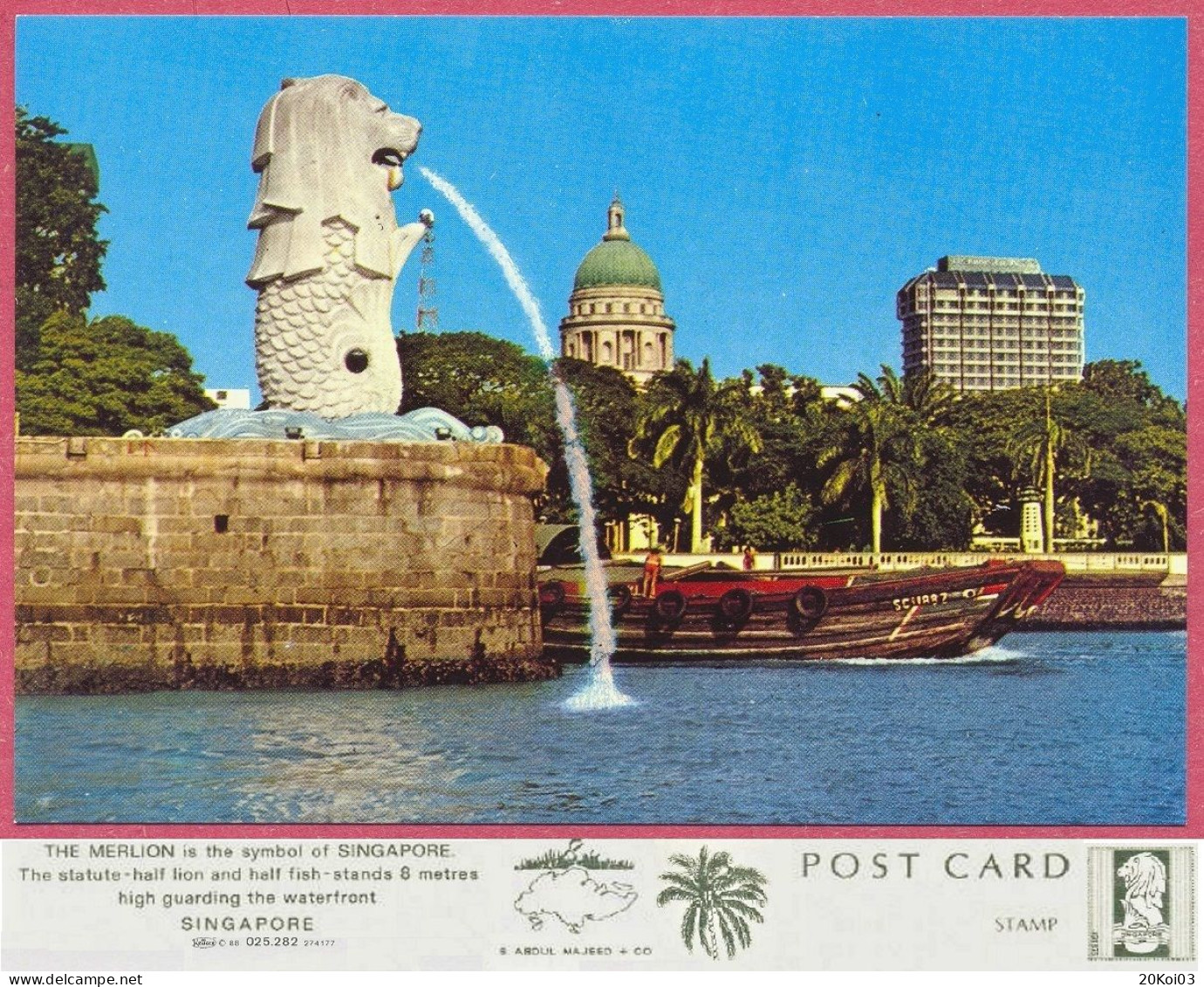 Singapore The MERLION Is The Symbol, Vintage 1972's Kruger 88 025.282  274177 S. ABDUL MAJEED+CO_UNC_cpc - Singapore