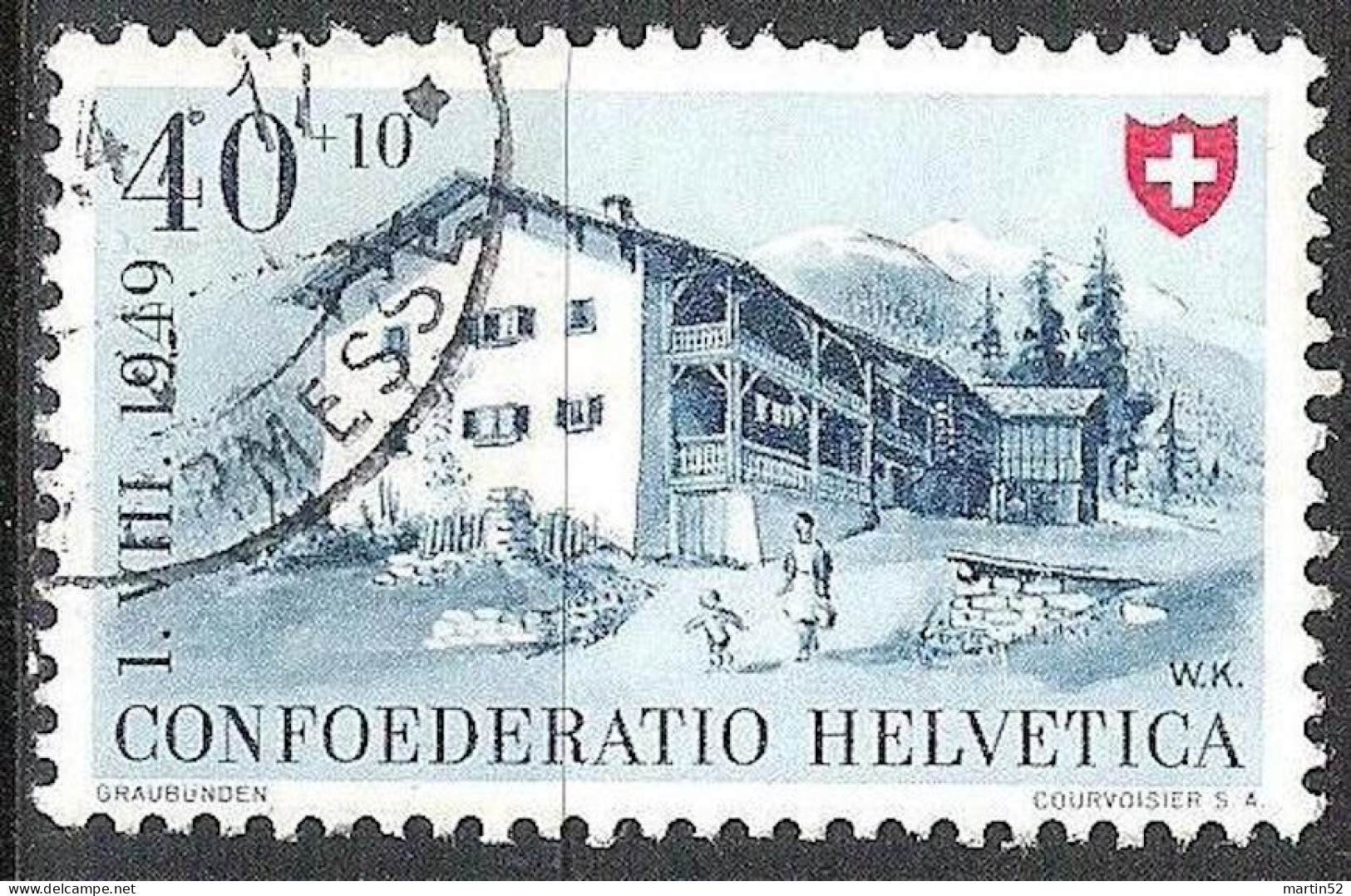 Schweiz Suisse Pro Patria 1949: GRAUBÜNDEN Zu WII 45 Mi 528 Yv 480 Mit Stempel BASEL MUSTERMESSE (Zu CHF 20.00) - Usati