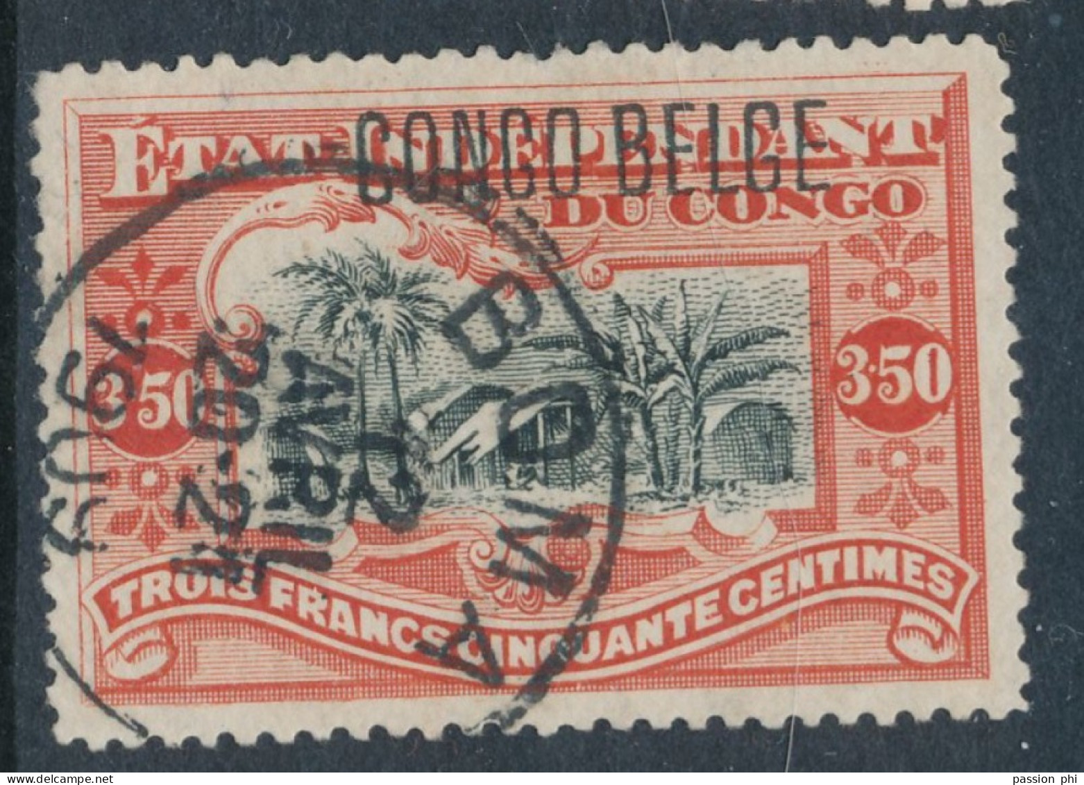 BELGIAN CONGO 1909 ISSUE TYPO. COB 47  USED PLATE POSITION 31 LARGE OVERPRINT T2 - Unused Stamps