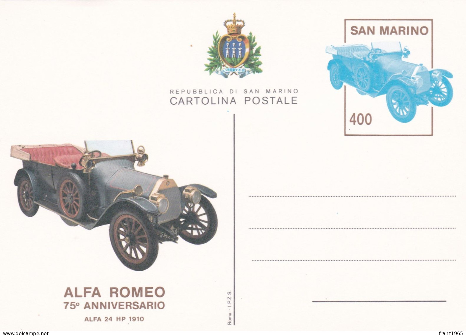 San Marino - 75° Anniversario Alfa Romeo - Alfa 24 HP 1910 - Cars