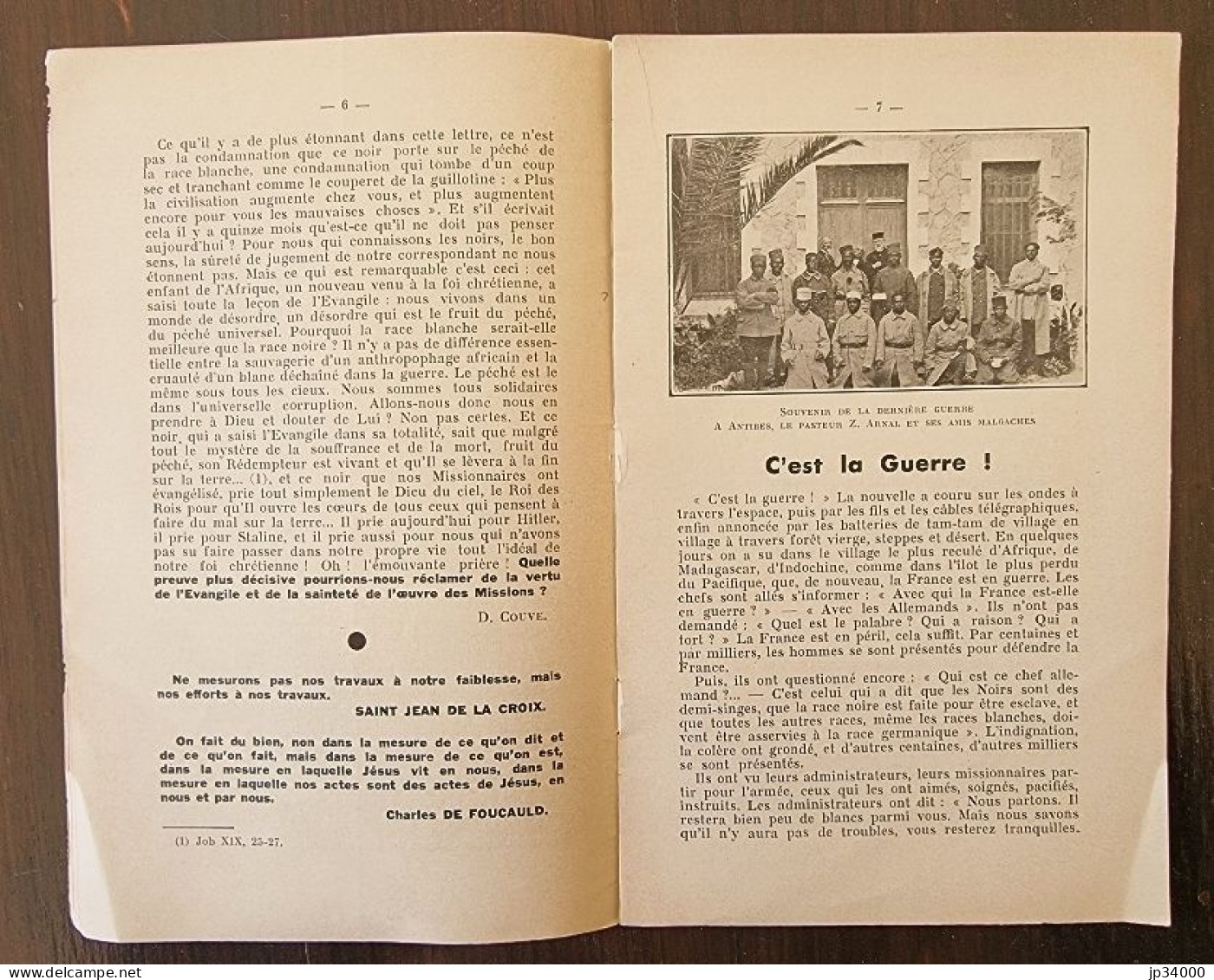 LA GUERRE DES HOMMES La Paix De Dieux (1939) La Guerre à Madagascar - Religión