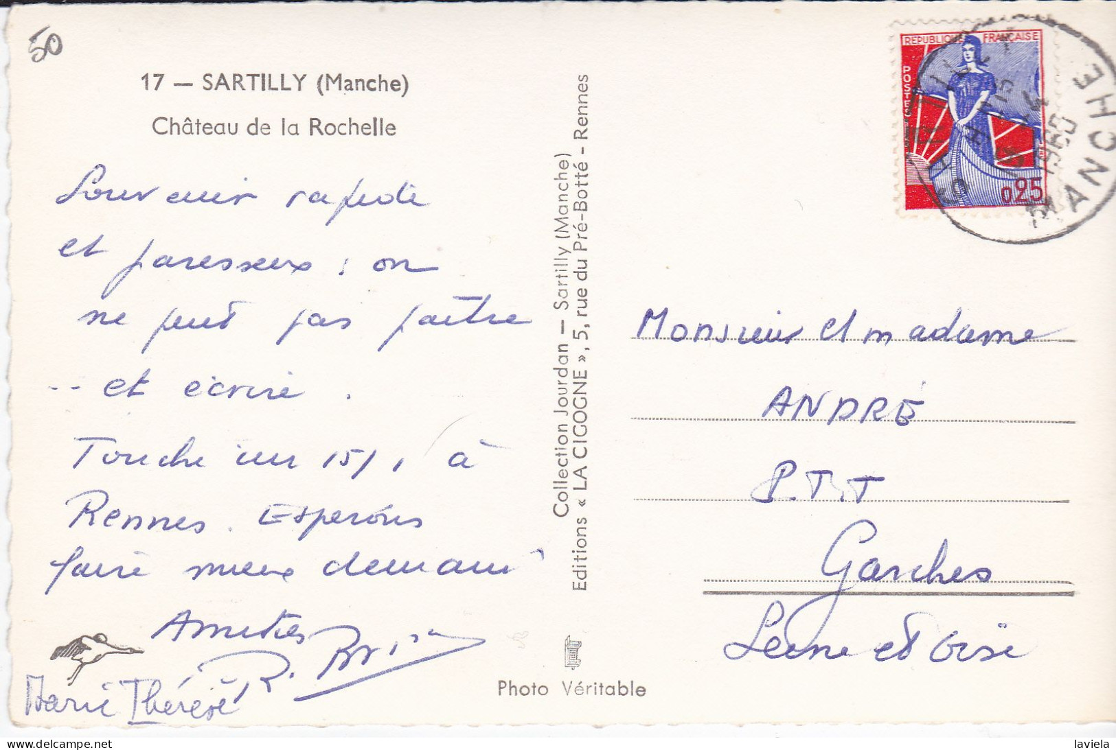 50 SARTILLY - Château De La Rochelle - Circulée 1960 - Autres & Non Classés